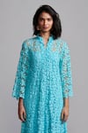 Shop_Dash and Dot_Blue 100% Cotton Embroidered Lace Collared Floral Cutout Midi Dress _Online_at_Aza_Fashions