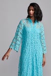 Dash and Dot_Blue 100% Cotton Embroidered Lace Collared Floral Cutout Midi Dress _at_Aza_Fashions