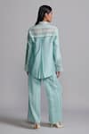 Shop_Dash And Dot_Green 100% Recycled Polyester Embroidered Lace High Geometric Work Pant _at_Aza_Fashions