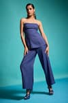 Buy_Dash And Dot_Blue Cotton Off-shoulder Pinstripe Corset Peplum Top And Pant Set _Online_at_Aza_Fashions