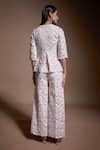Shop_Dash And Dot_Ivory 100% Recycled Polyester Embroidered Sequin Clear Applique Work Pant _at_Aza_Fashions
