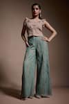 Buy_Dash And Dot_Grey 100% Recycled Polyester Embroidered Sequin Applique Work Pant _at_Aza_Fashions