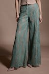 Dash And Dot_Grey 100% Recycled Polyester Embroidered Sequin Applique Work Pant _Online_at_Aza_Fashions