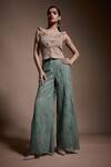Shop_Dash And Dot_Grey 100% Recycled Polyester Embroidered Sequin Applique Work Pant _Online_at_Aza_Fashions