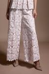 Dash and Dot_Ivory 100% Recycled Polyester Embroidered Floral Lace Work Peplum Top And Pant Set _Online_at_Aza_Fashions