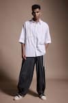 Buy_Dash and Dot_Grey 60% Polyester Plain Pleated Down Pant _at_Aza_Fashions