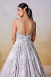 Shop_Mirroir_Grey Metallic Tissue Embroidered Sequin Blossom Vine Embellished Strappy Gown _Online_at_Aza_Fashions