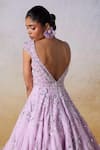 Mirroir_Purple Metallic Tissue Embroidered Sequin Sweetheart Blossom Embellished Gown _at_Aza_Fashions