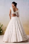 Shop_Mirroir_White Pure Organza Bead Embellished Bridal Lehenga Set With Applique Blouse _at_Aza_Fashions