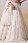 Mirroir_White Pure Organza Bead Embellished Bridal Lehenga Set With Applique Blouse _Online_at_Aza_Fashions