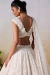 Buy_Mirroir_White Pure Organza Bead Embellished Bridal Lehenga Set With Applique Blouse 