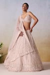 Buy_Mirroir_Pink Pure Organza Floral Geometric Sequin Embellished Bridal Lehenga Set _at_Aza_Fashions