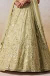 Mirroir_Green Metallic Tissue Embroidered Embellished Floral Scatter Bridal Lehenga Set _Online_at_Aza_Fashions