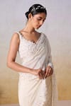 Buy_Mirroir_White Viscose Organza Embroidered Floral Vine Bead Embellished Saree With Blouse _Online_at_Aza_Fashions