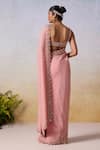 Shop_Mirroir_Pink Viscose Crepe Embroidered Floral Vine Embellished Scallop Saree With Blouse _at_Aza_Fashions