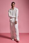 Buy_Dash And Dot_White 100% Tencel Plain Piping Contrast Piped Shirt With Pant _at_Aza_Fashions