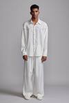 Dash And Dot_White 100% Tencel Plain Piping Contrast Piped Shirt With Pant _at_Aza_Fashions