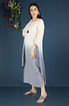 Vasstram_Blue Linen Embroidery Tassel Round Layered Ombre Dress _Online_at_Aza_Fashions