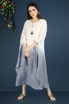 Shop_Vasstram_Blue Linen Embroidery Tassel Round Layered Ombre Dress _Online_at_Aza_Fashions