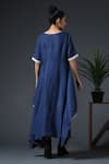 Shop_Vasstram_Blue Linen Embellished Pipe Round Border Dress _at_Aza_Fashions