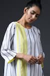 Vasstram_Yellow Cotton Printed Stripe Round Dress _Online_at_Aza_Fashions