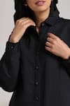 Vasstram_Black Cotton Solid Shirt Collar Kurta With Joggers _at_Aza_Fashions