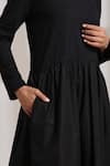 Vasstram_Black Cotton Solid Round Panelled Dress _at_Aza_Fashions