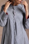 Buy_Vasstram_Blue Soft Cotton Checks Mandarin Collar Gingham Checkered Dress _Online_at_Aza_Fashions