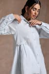 Shop_Vasstram_Blue Linen Solid Shirt Collar High-low Tunic _Online_at_Aza_Fashions