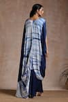 Shop_Vasstram_Blue Satin Tie-dye Shibori Round Draped Tunic With Flared Pant _at_Aza_Fashions