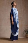 Vasstram_Blue Satin Tie-dye Shibori Round Draped Tunic With Flared Pant _Online_at_Aza_Fashions