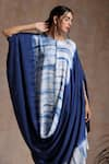 Buy_Vasstram_Blue Satin Tie-dye Shibori Round Draped Tunic With Flared Pant _Online_at_Aza_Fashions