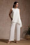 Buy_Vasstram_Off White Crepe Solid Round Layered Jumpsuit _at_Aza_Fashions