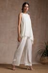 Vasstram_Off White Crepe Solid Round Layered Jumpsuit _Online_at_Aza_Fashions