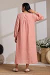 Shop_Vasstram_Peach Linen Solid Round Lily Dress _at_Aza_Fashions