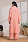 Shop_Vasstram_Peach Linen Solid Shirt Collar Suhana Tunic With Flared Pant _at_Aza_Fashions