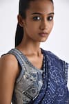 Buy_Payal Pratap_Blue Cotton Linen Hand Embroidered Patchwork U Neck Ariona Blouse _at_Aza_Fashions