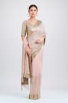 Buy_Nakul Sen_Pink Chiffon Embellished Sequins V Neck Geometric Work Saree With Blouse _Online_at_Aza_Fashions