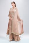 Nakul Sen_Pink 100% Silk Chiffon Embellished Floral Sequin Embroidered Kurta Palazzo Set _Online_at_Aza_Fashions