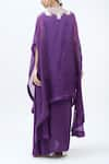 Buy_MINAXI DADOO_Purple Dupion Embroidered Golden Thread Work Butterfly Cape And Draped Skirt Set _Online_at_Aza_Fashions