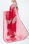 Shop_MINAXI DADOO_Red Silk Embroidered Floral Chikankari Saree With Unstitched Blouse Piece _at_Aza_Fashions