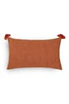 Buy_Onset Homes_Orange Front 51% Linen Ananya Textured Cushion Cover - Set Of 2 _at_Aza_Fashions