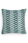 Onset Homes_Green 86% Linen Lahar Chevron Hand Embroidered Cushion Cover - Set Of 2 _Online_at_Aza_Fashions