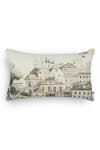 Buy_Onset Homes_Off White Front 55% Linen Nagari Cityscape Print Cushion Cover - Set 2 _at_Aza_Fashions