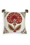 Buy_Onset Homes_Orange 86% Linen Saubhagya Floral Embroidered Cushion Cover - Set Of 2 _at_Aza_Fashions