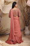 Shop_Lasha_Pink Crepe Embroidery Glass Bead Round Neck Layered Lehenga And Florin Blouse Set _at_Aza_Fashions