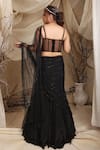 Shop_Lasha_Black Crepe Embroidery Cutdana Ruffle Layered Lehenga And Musk Corset Blouse Set _at_Aza_Fashions