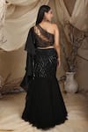 Shop_Lasha_Black Georgette Embroidery Cutdana One Chevron Wave Fishcut Lehenga With Blouse _at_Aza_Fashions