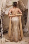 Shop_Lasha_Gold Tulle Embroidery Cutdana Sweetheart Neck Astron Dust Lehenga Set _at_Aza_Fashions