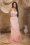 Buy_Lasha_Pink Crepe Embroidery Sequin Sweetheart Neck Florence Lehenga Set 